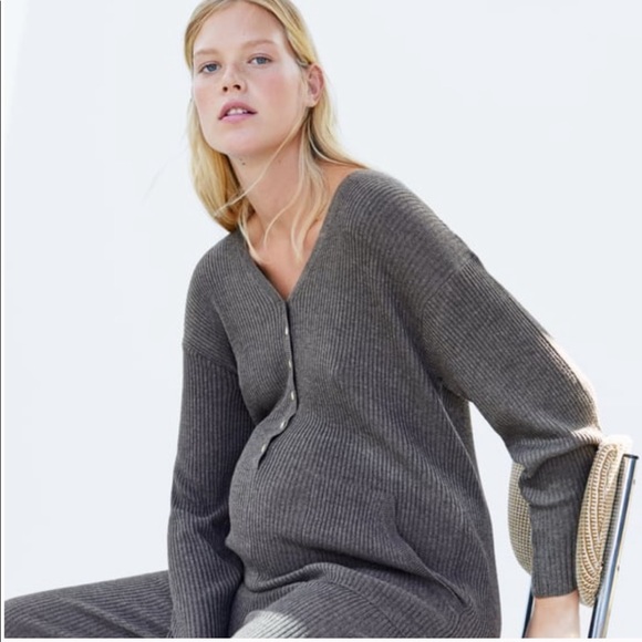 NWT Zara Maternity Mood Ribbed Knit Jumpsuit sz S - Picture 2 of 11